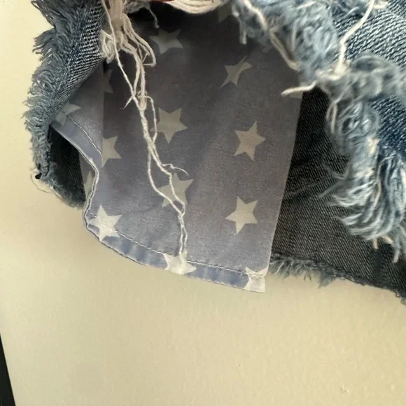 Distressed Denim Shorts America 4th of July daisy dukes - Picture 4 of 5